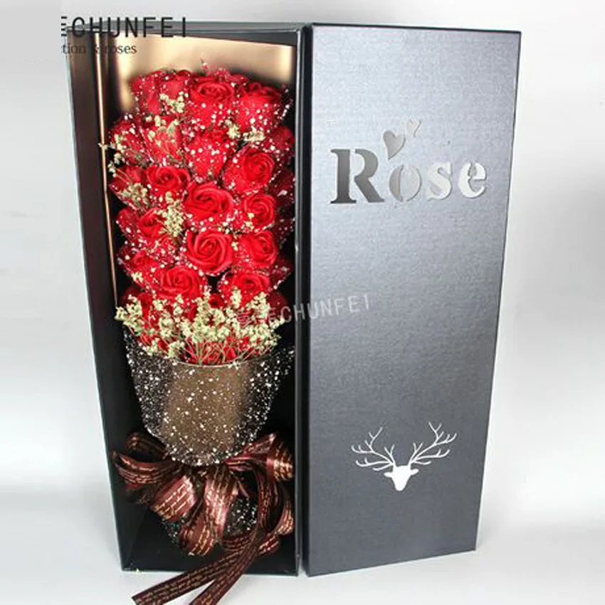 

33Pcs Scented Rose Flower Petal Bath Body Soap Wedding Party Gift Gift Soap Flower Box Creative Birthday Gift Company Promotion