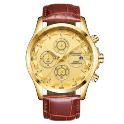 GUANQIN GS19112 часы Для мужчин люксовый бренд хронограф Для мужчин Военно-спортивный кожа кварцевые наручные часы relogio masculino