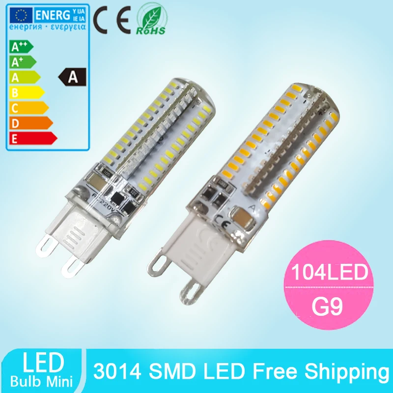1 шт. светодиодная лампочка G9 кукуруза 104 SMD 3014 13 Вт 110 В 220 теплый белый/белый