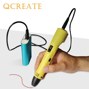 

QCREATE QW-012A 3D Printing Pen LCD Screen Adjustable Heating Temperature 8-Speeds Setting Compatible ABS PLA Filament