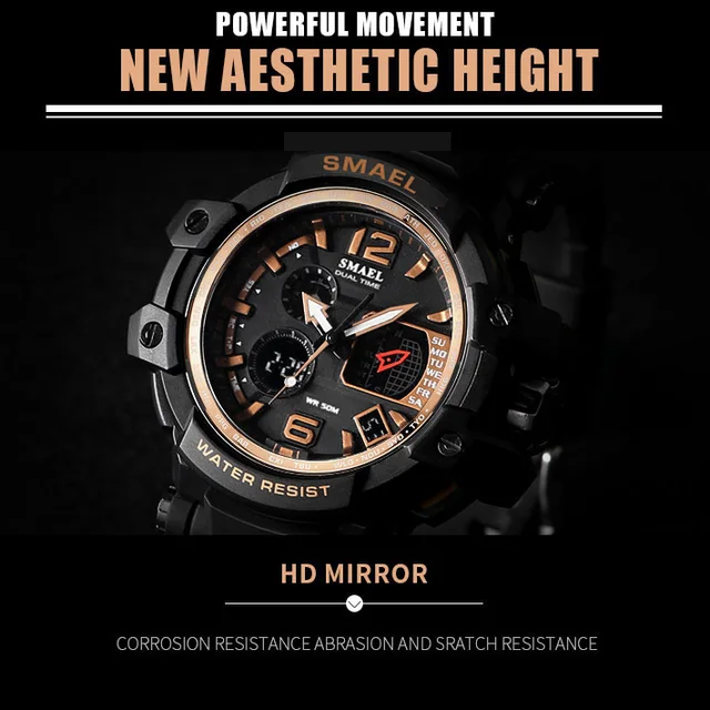 SMAEL Brand Men kwarcowy zegarek cyfrowy męskie zegarki sportowe S Shock męski zegar Relogios męskie LED wodoodporny zegarki na rękę 1509 tanie i dobre opinie Dual Display Wristwatches Quartz Wristwatches Alarm Back Light Water Resistant Rattrapante Multiple Time Zone Chronograph Perpetual Calendar Shock Resistant Stop Watch Complete Calendar Auto Date LED display SMAEL Brand Men kwarcowy zegarek cyfrowy męskie zegarki sportowe S Shock męski zegar Relogios męskie LED wodoodporny zegarki na rękę 1509 tanie i dobre opinie Dual Display Wristwatches Quartz Wristwatches Alarm Back Light Water Resistant Rattrapante Multiple Time Zone Chronograph Perpetual Calendar Shock Resistant Stop Watch Complete Calendar Auto Date LED display