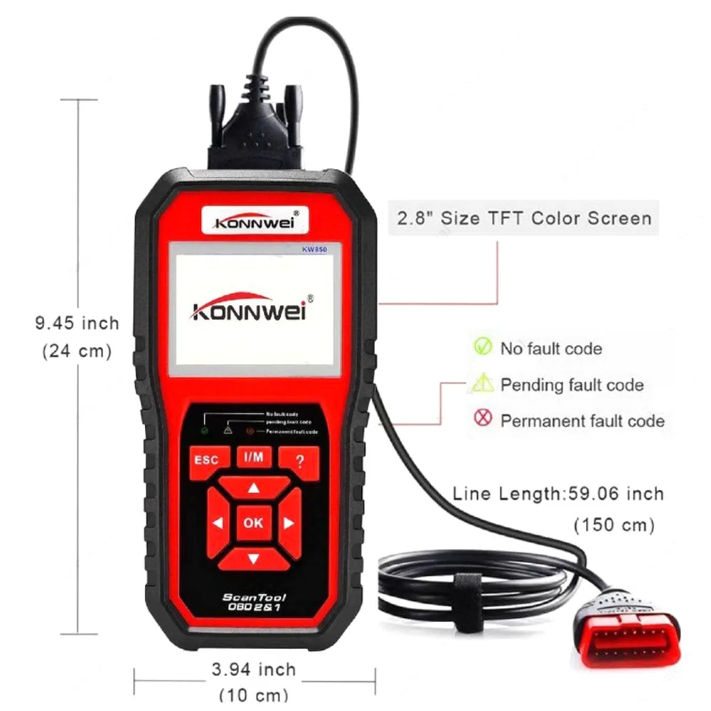 Car Computer Fault Scanner Code Reader Car Troubleshooting Scanner Vehicle Computer Auto Diagnostics Tool Supports 8 Languages