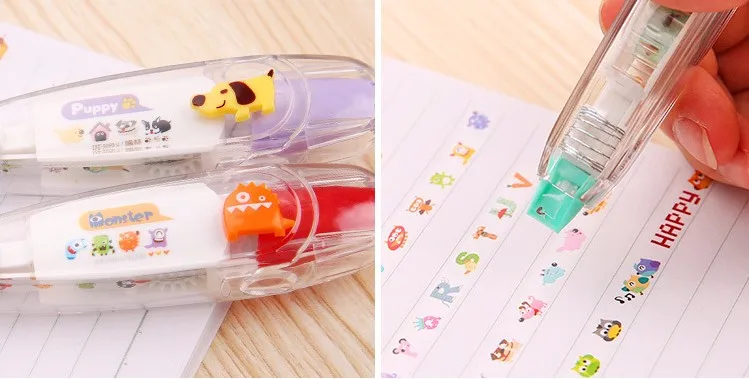 Bonito dos Desenhos Decorativo para as Crianças da Escola Fita Corretiva Papelaria Coréia Animados Kawaii Colorido Laço Diy 6 DIY Fita Corretiva papelaria Coréia Bonito Dos