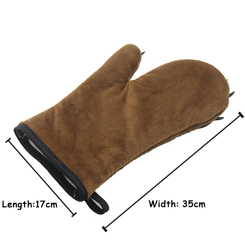 Microwave Cute Gloves Bear Paw Shape Thicken Kitchen Oven Pot Holder Heat-resistant Baking Gloves Cotton Cloth Kitchen Tools 2pc