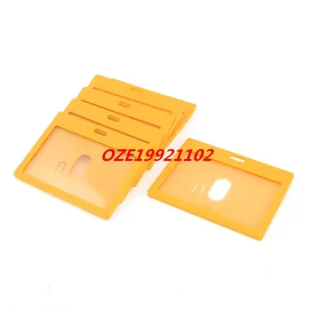 

Student School Plastic Horizontal Work ID Badge Holder Orange 9 x 5.4cm