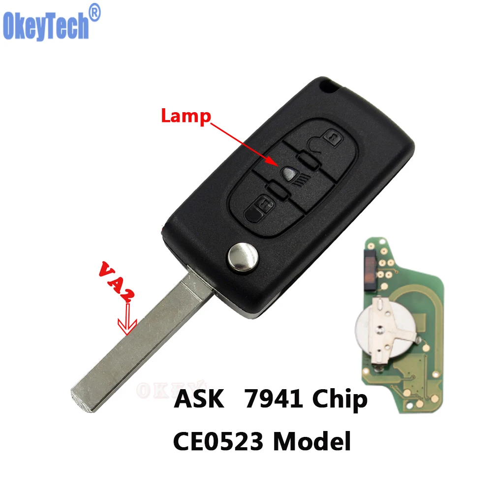 OkeyTech CE0523 ASK 433Mhz 7941 Chip дистанционная кнопка включения ключа автомобиля VA2 Blade 3