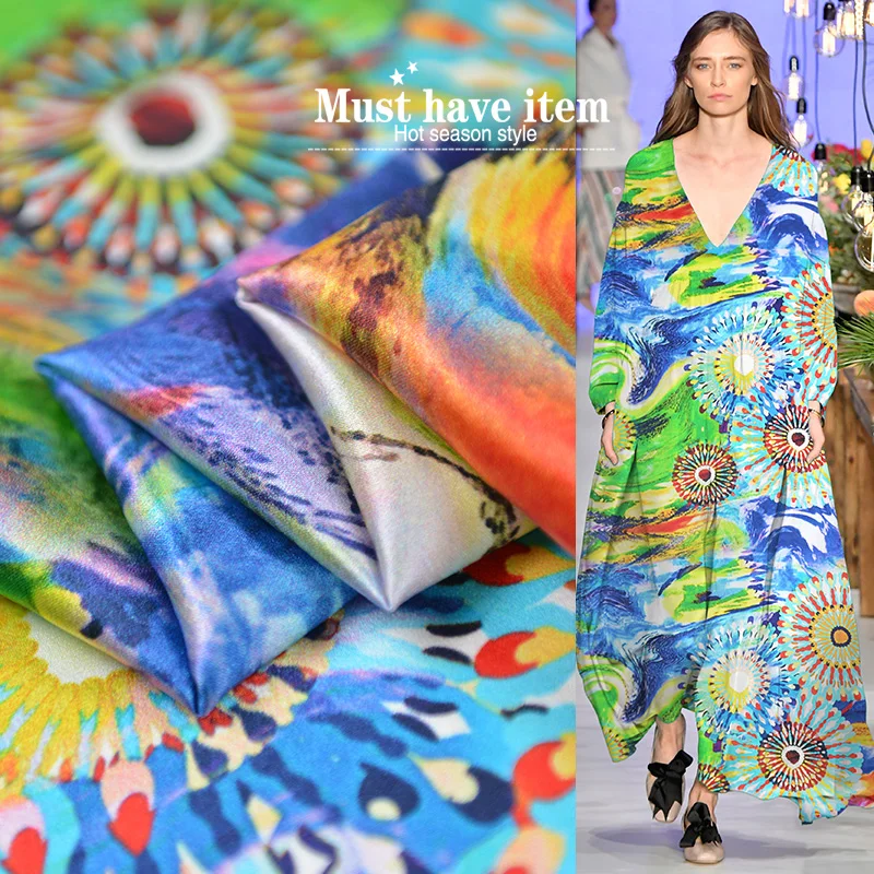 

105cm natural silk fabric 16 momme dress shirt stretch silk satin fabric digital print fabric satin wholesale silk cloth