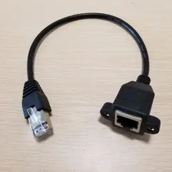 Винт Панель крепление RJ45 Cat5 мужчин и женщин локальной сети удлинитель с винтами черный 30 см