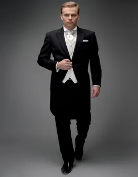 

2020 Sunshine Custom Made Morning Style Groom Tuxedos One Button Groomsman Men Wedding Suits Bridegroom Jacket+Pants+Vest
