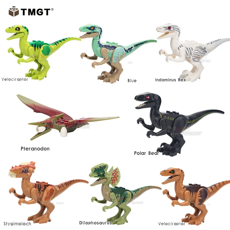 

Single s Jurassic world Dinosaur Velociraptor Pteranodon Rex Dragon Bricks Building Blocks Toys for ChildrenGift