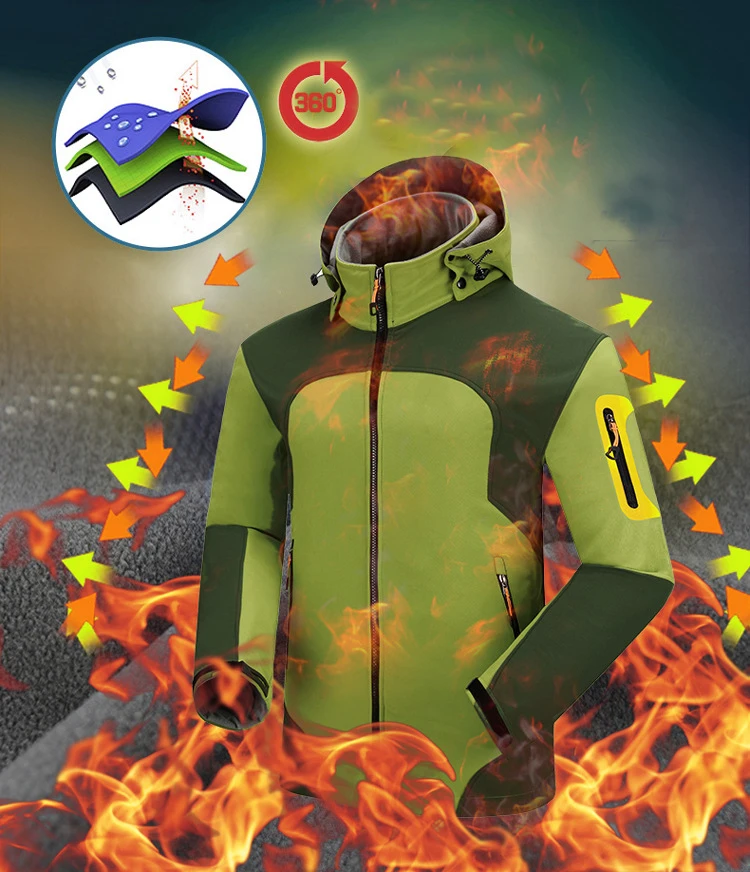 Refire Gear Winter Outdoor Sports Jacket Men Water Repellent Thermal Jackets Camping Hiking Inside Fleece Brand Male Clothing