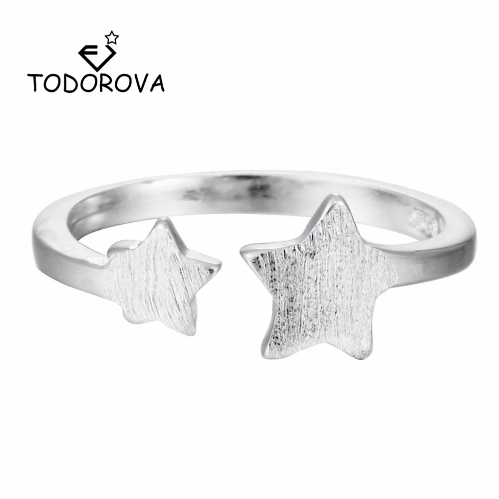 

Todorova Adjustable Double Star Rings for Women Fashion Jewelry Silver Color Wedding Party Female Finger Rings