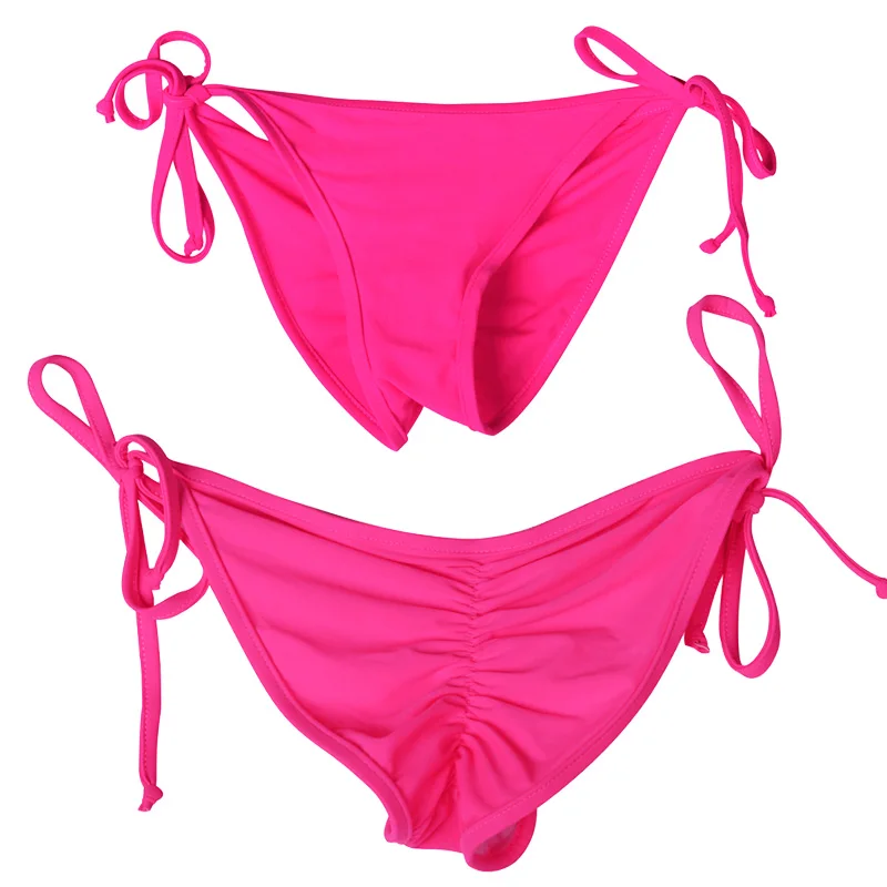 Hot Pink Женская одежда для плавания, трусики бикини, нижняя часть, боковые завязки, бразильские стринги, купальник, Классические плавки, бикини, Шорты для плавания, женский купальник, 8 видов цветов - Цвет: Hot Pink