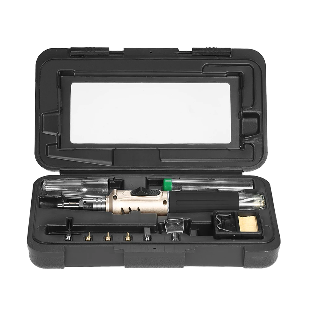 

10 in 1 Professional Pen-style Butane Gas Soldering Iron Set 26ml Welding Kit Torch Welding Equipment +Accessories