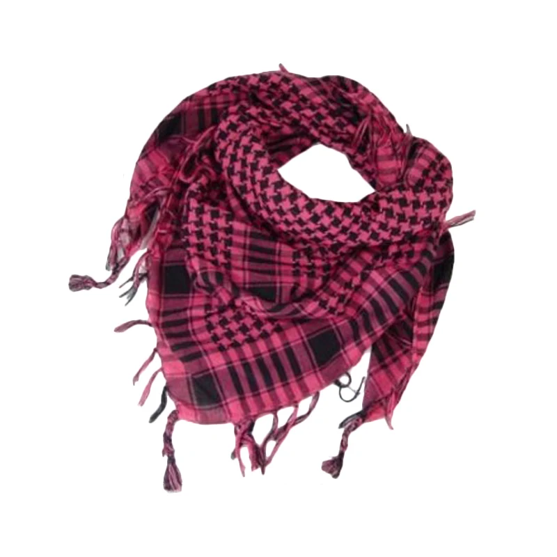Дизайн Горячая Мода унисекс 15 цветов для женщин и мужчин клетчатый арабский сетки шеи Keffiyeh палестинский шарф обёрточная бумага шаль черный белый - Цвет: Розово-красный
