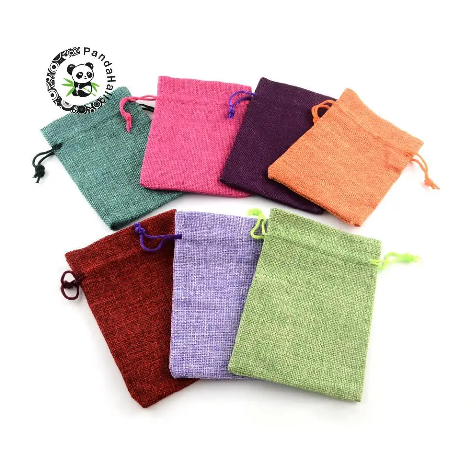 

Burlap Packing Pouches Drawstring Bags, Mixed Color, 18x13cm