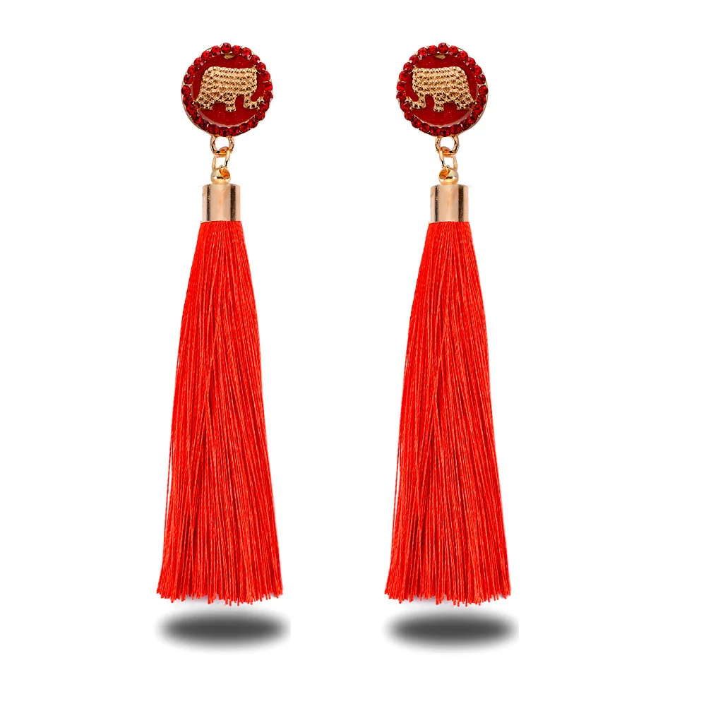

Fashion Jewelry Good Luck Elephant Long Tassel Earrings For Women