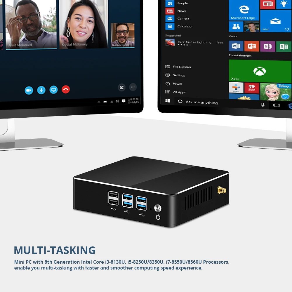 8th Intel Core Мини ПК i3 8130U i5 8250U i7 8550U Windows 10 DDR4 Gigabit Ethernet 300 м Wi-Fi, 8xusb HDMI VGA 4 к HTPC NUC
