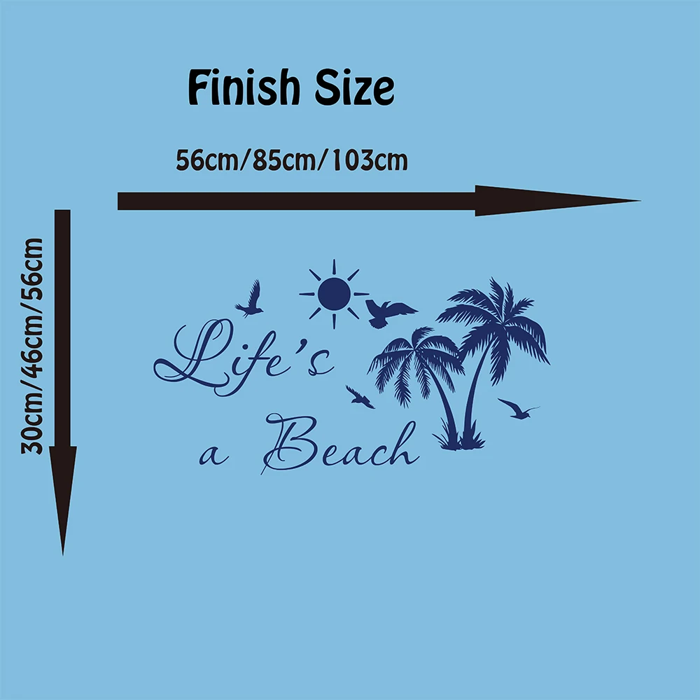 Life Is A Beach Palm Tree Wall Decal Car Laptop Bedroom Summer Surf Beach Nature Wall Sticker Car Laptop Vinyl Kids Room Vinyl  (1)