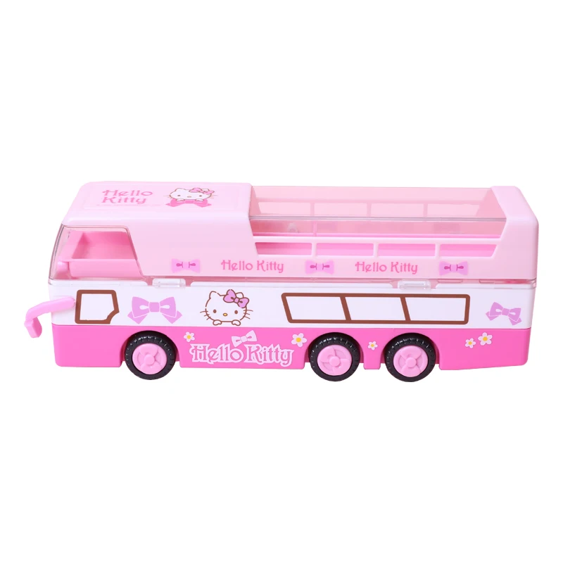 

High quality Hello cat bus shaped pen box ABS clear flip pencil case