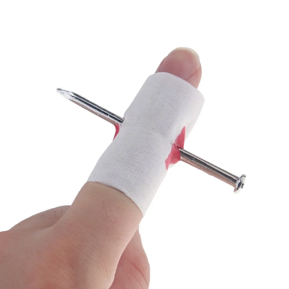 NAIL THRU FINGER GAG JOKE TRICK SCARY BLOODY WOUNDED HORROR GIMMICK NOVELTY TOY 