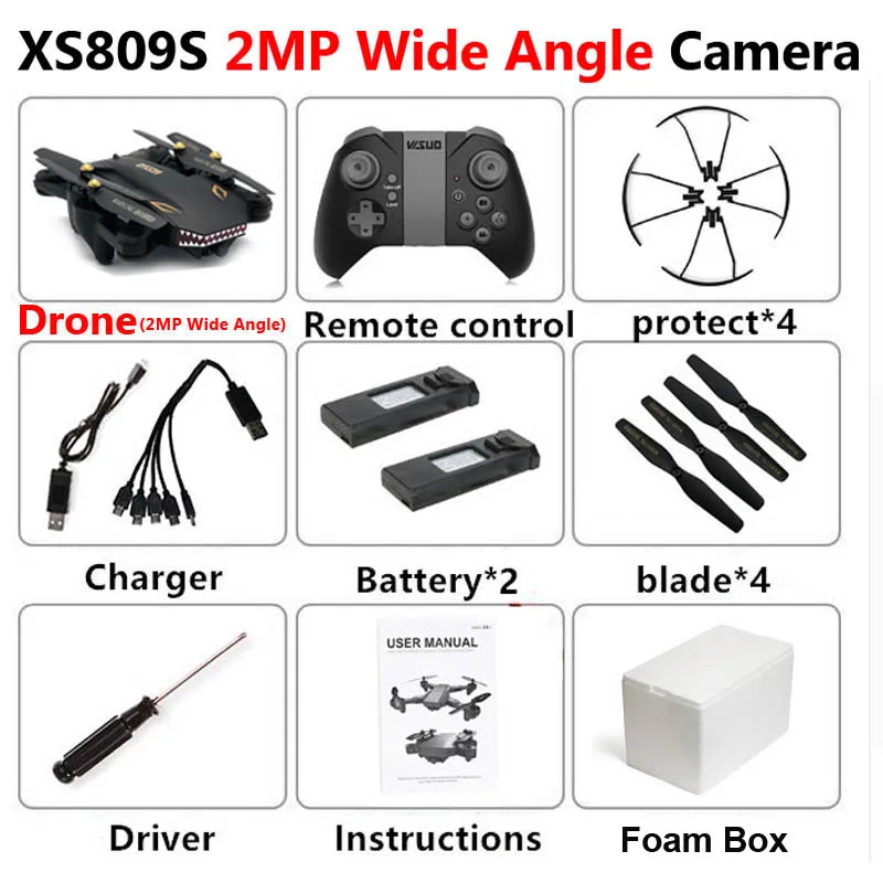 VISUO XS809S Профессиональный складной Дрон с камерой 2MP HD WiFi FPV селфи широкоугольный Радиоуправляемый квадрокоптер Вертолет игрушка для мальчика VS XS816 - Цвет: Wide Angle 2MP 2B F