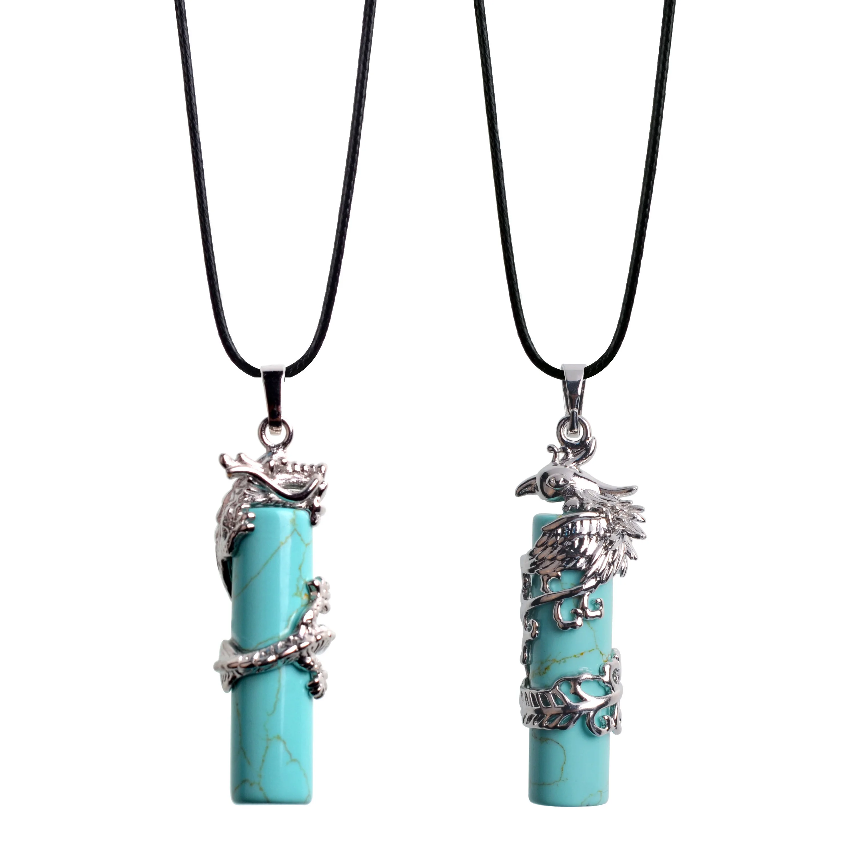

2018 Popular Delicate Dragon Phoenix Natural Stone Pendant Necklace Female Ornament Fashion Jewelry