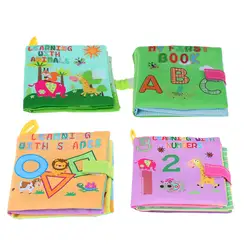 Coolplay ребенка первый ткань книги моющиеся мягкие ткани книга набор из 4 писк погремушка Crinkle игрушки для детей Интеллектуальное развитие