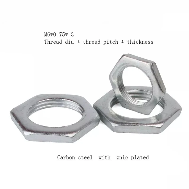 Thin Nut Fine Pitch Nut M6 M8 M10 M12 M14 M16 Carbon Steel Hex Clockwise  Thin Thickness Bolt Fastener Nuts AliExpress
