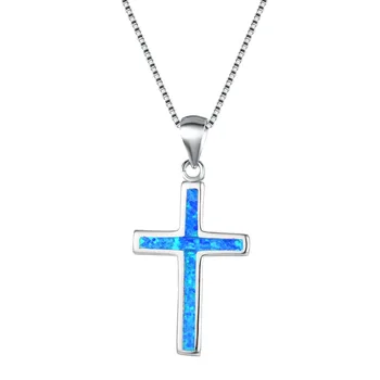 

Fashion 925 Sterling Silve Opal Cross Necklaces Jewelry Gifts