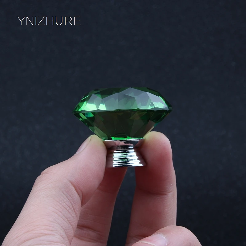 

2018 Knob Ynizhure Brand 40mm 10pcs Emerald Crystal K9 Glass Drawer Cabinet Door Handle Furniture Hardware Dresser Desk Diy