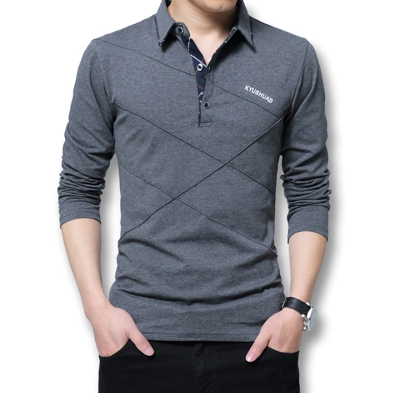 Acheter 2018 hommes grande taille M 5XL printemps automne à manches longues polos hommes décontracté mode Slim ajusté robe polos hommes