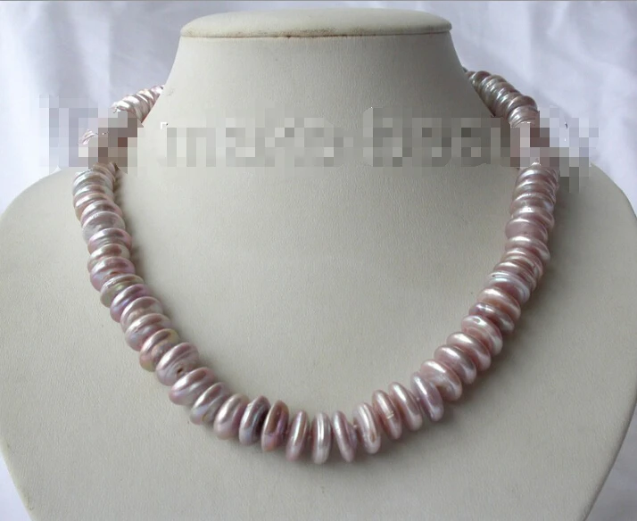 

Free shipping >>>>>>stunning big 12mm round coin lavender freshwater cultured pearl necklace h988
