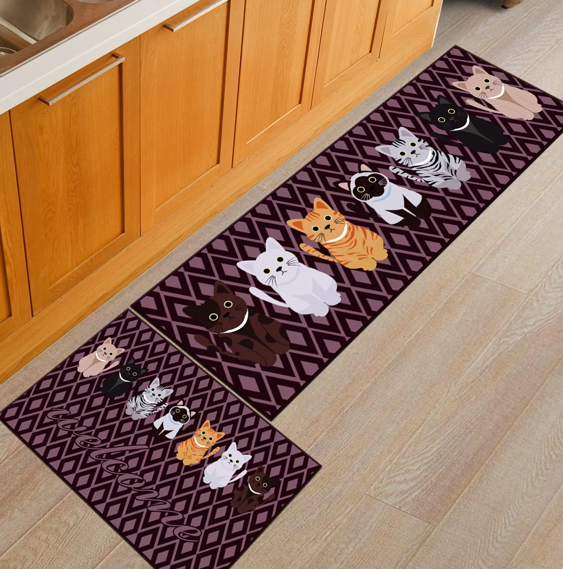 LOUTASI, современный коврик для кухни с рисунком кошки, Противоскользящий коврик для ванной комнаты, домашний коврик для прихожей, двери, гардероб, балкон, ковер, ковры - Цвет: Seven cats