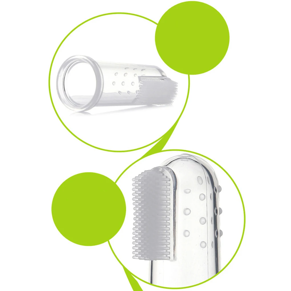 10Pcs Baby Infant Teeth Brush Thumb Cover Silicone Coated Tongue Gums Massager Finger Tooth Brush Cleaner Brush Kids