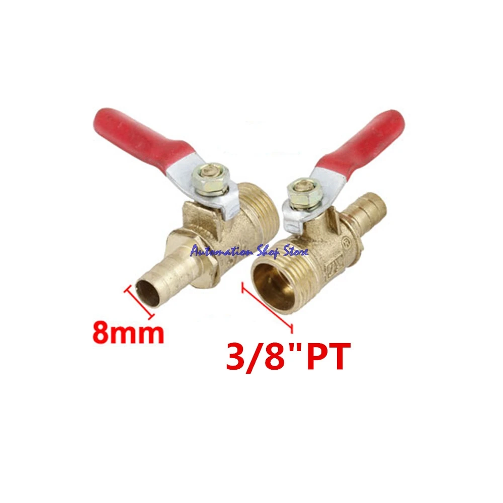 3/8PT наружная резьба до 8 мм штыревой соединитель шланга латунный шаровой клапан Золото Тон