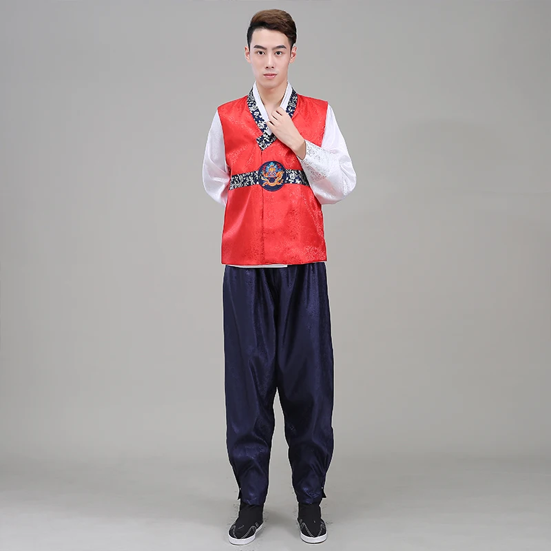 New Men Hanbok Costume Top+pant+vest 3 Pcs Korean Hanbok Male Korean Traditional Clothing Stage Dance Performance Costume 8