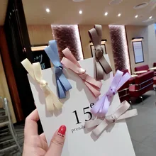 1 шт заколки для девочек лента, бант, Шпилька Личность девушки Цвет ткани ручной работы Утконос сторона зажим, аксессуар для волос G0430