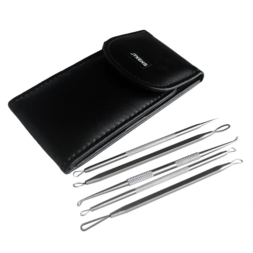 Acne Needle 5 Pieces Stainless Steel Comedone Pimple Remover Needle Cell Clip Blackhead Facial Beauty Needle Set