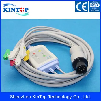 

2pcs/lot Compatible New GE/Nellcor/Nihon Kohden/Philips/Mindray/Goldway Patient ECG/EKG cable with 3 Leadswire cable Clip AHA