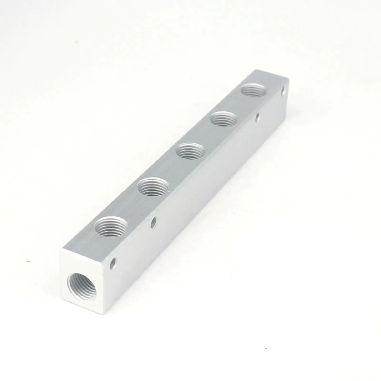 G1/4" BSP 3 Way 5 Port Solid Aluminum Pneumatic Air Manifold Block Splitter 