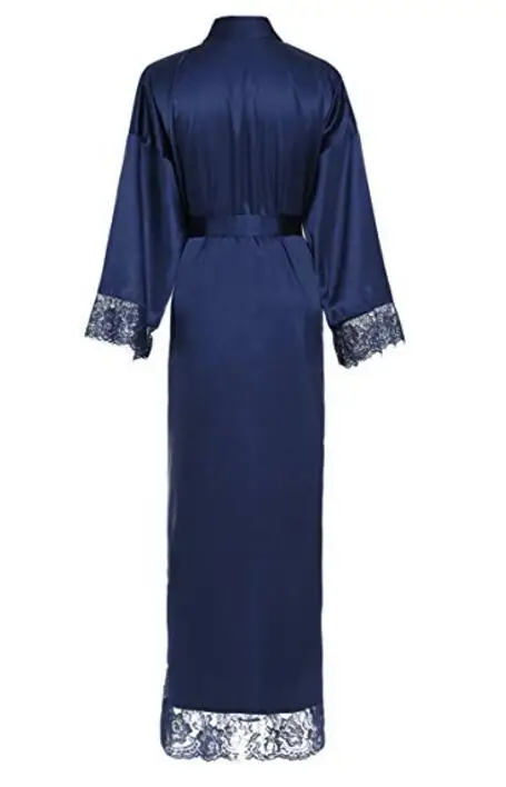 Women Sleepwear Bride Robes Silk Robe Summer Lace Patchwork Satin Kimono Robe Sleepwear Lingerie Chemises Long Nightgown Wedding bridesmaid Robes