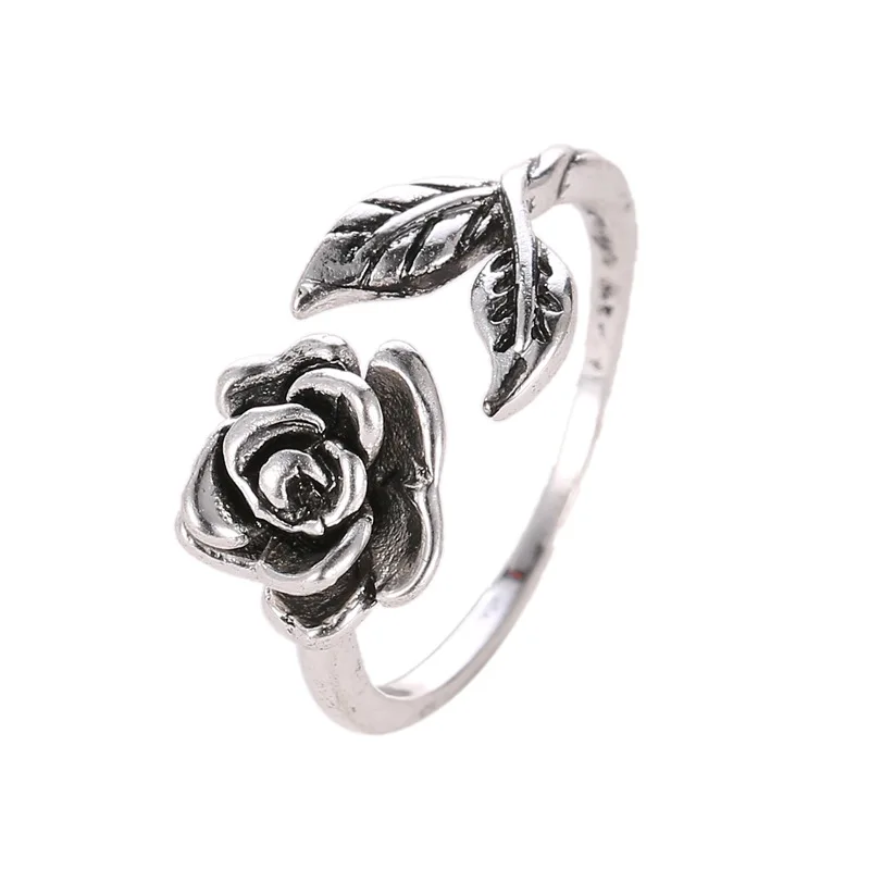 

1PC Rose Flower Ring Men Retro opening Ajustable Rings Punk Copper Circle Ring Women Trendy Jewelry Valentine's Day Present R26