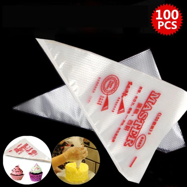 100pcs Cake Making Tool Disposable Piping Bag Icing Nozzle Fondant 100pcs Cake Making Tool Disposable Piping Bag Icing Nozzle Fondant Decorating Pastry Bags Tools Household
