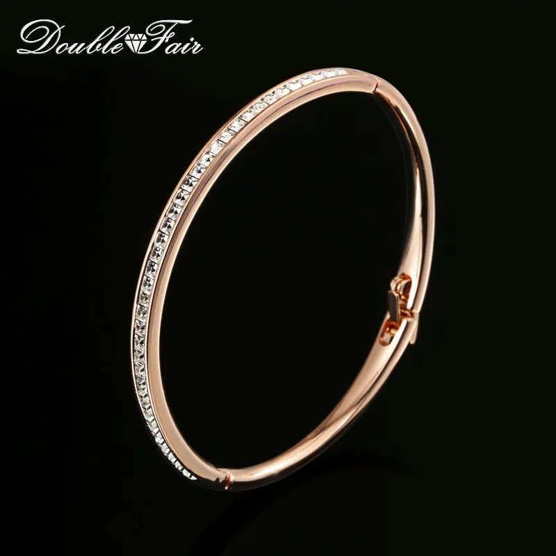 

Top Quality Cubic Zirconia Charm Bracelets & Bangles Silver/Rose Gold Color Fashion Crystal Jewelry For Women DFB039 DFB055