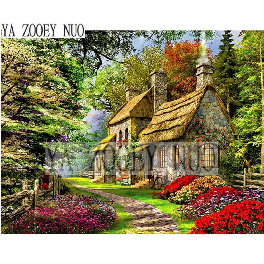 

5D Diy Diamond Painting Cross Stitch Needlework Scenery Diamond Embroidery Pattern Rhinestones Garden Cottage Home Decor KL981
