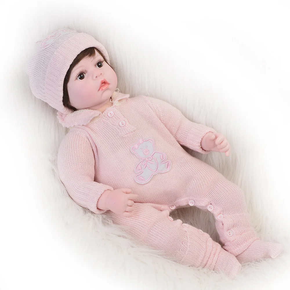 22 дюймов Силиконовые Винил Reborn Baby Doll Реалистичного новорожденных девочек