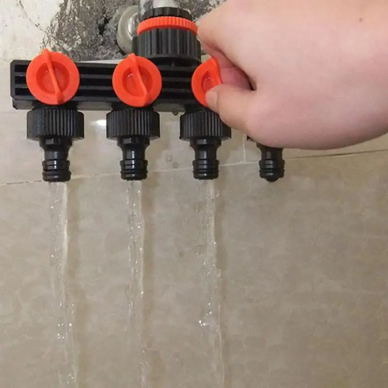4-полосная воды дозатор для шлангов Пластик Капельное орошение воды соединитель трубка для полива сада совместных садовый инструмент, фоггер