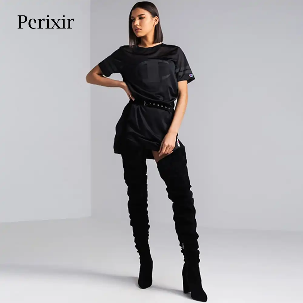 rihanna thigh high boots belt