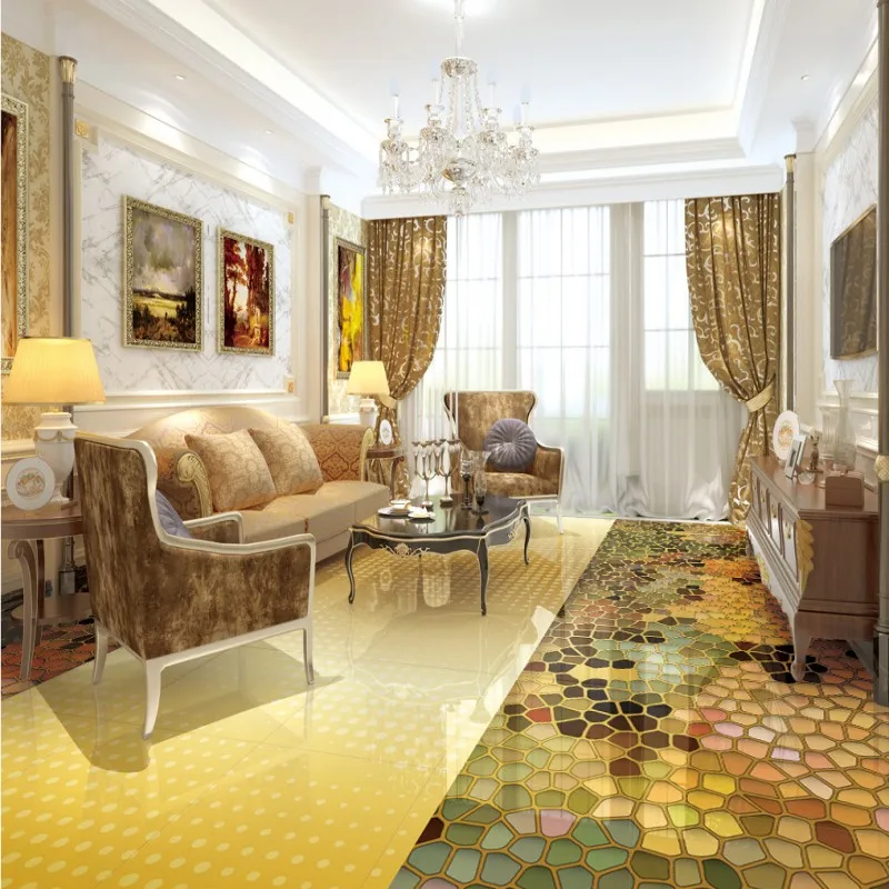 

Free Shipping 3D stereo flooring Gold gradient group parquet graphics painting custom kitchen wallpaper mural